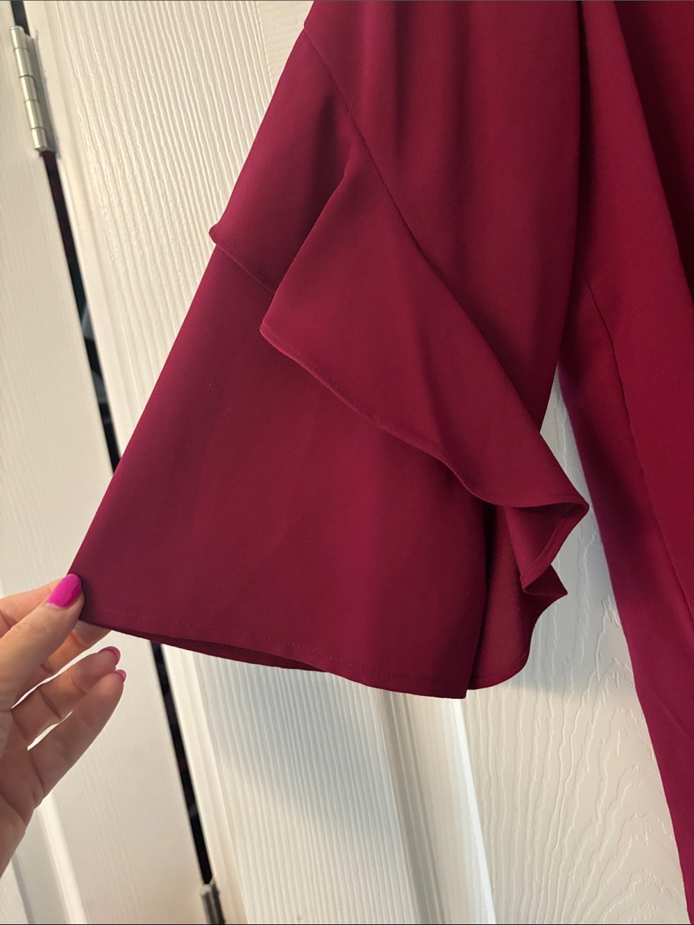Alfani Burgundy Ruffle-Sleeve Blouse - Picture 3 of 5